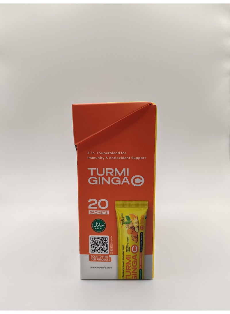 ENFE TURMIGINGA C-3 IN 1 Super Blend for Immunity & Antioxidant Support-BCM 95 Curcumin+Ginger+Vitamin C 20 Sachets - Image 4